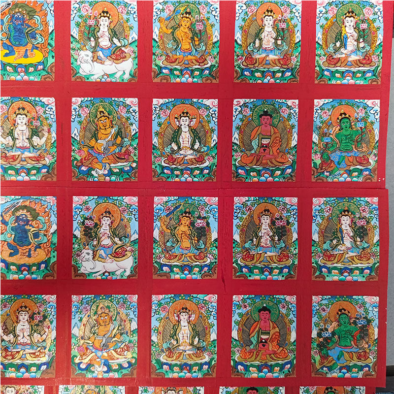 zensoullab Nepal Hand-painted Zodiac Buddha Guardian Buddha Thangka Manjushri Yellow God of Wealth Green Tara Samantabhadra Small Thangka Pendant