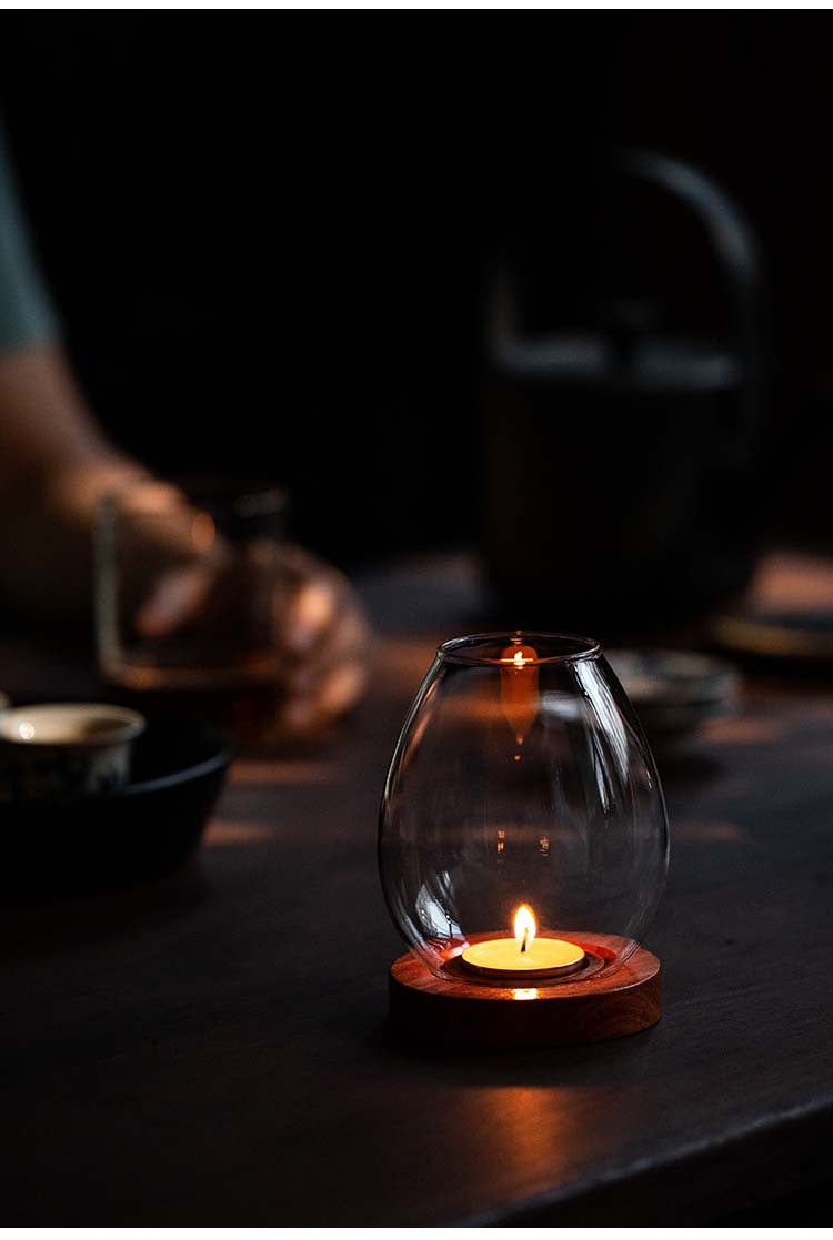 zensoullab Japanese Style Glass Candle Holder Creative Ornament Candle Romantic Home Zen Retro Aromatherapy Windproof Table Cover Desktop Decoration