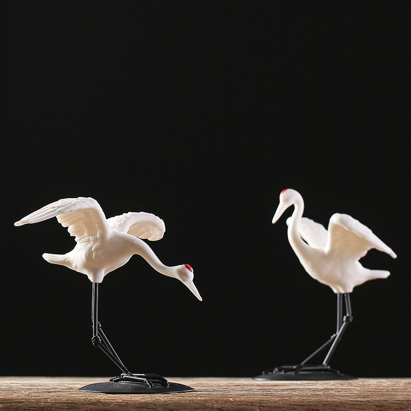 zensoullab Ceramic Crane Animal Red-crowned Crane Ornament New Chinese Style Potted Plant Fake Mountain Water Landscape Micro Landscape Desktop Decoration