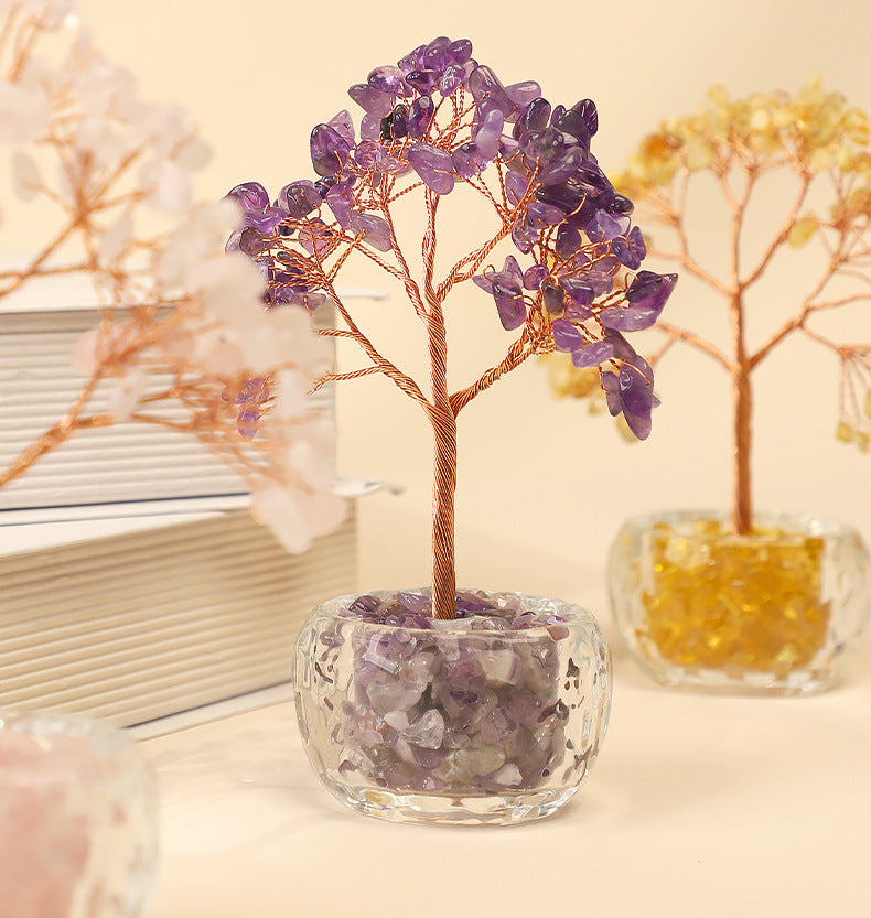 zensoullab Natural Crystal Tree Citrine Money Tree Crystal Tree of Life Wealth Tree Office Crystal Ornament