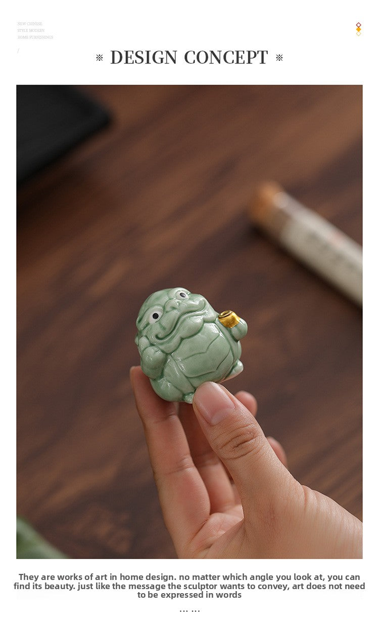 zensoullab Creative Lucky Golden Toad Incense Burner Cute Incense Holder Personalized Home Indoor Tea Room Standing Incense Stick Aromatherapy Burner Ornament