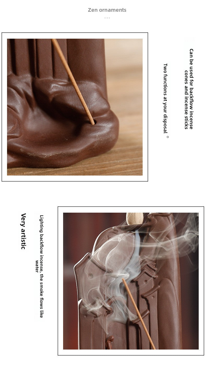 zensoullab Original Ceramic Backflow Incense Burner Watchful Landscape Aromatherapy Burner Sandalwood Incense Home Decor Incense Holder
