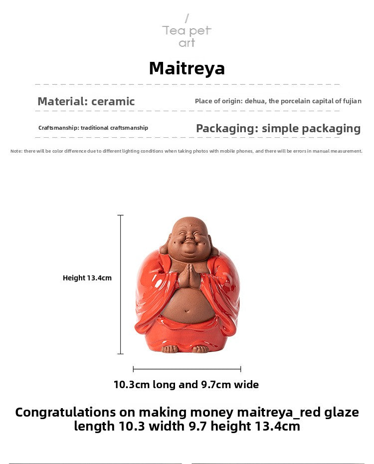 zensoullab Purple Clay Lucky Maitreya Buddha Tea Pet Premium Ceramic Big Belly Laughing Buddha Tea Table Decoration Zen Buddha Statue Ornament