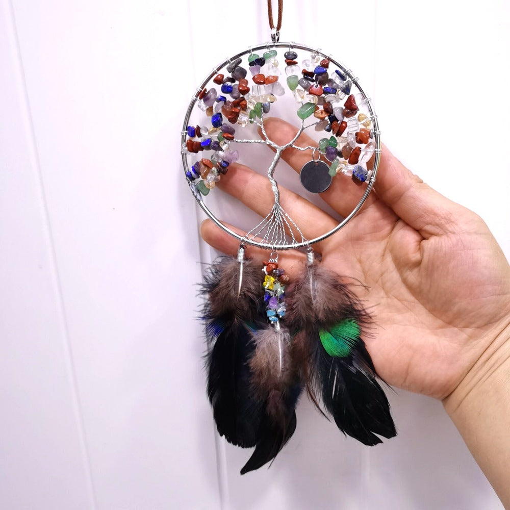zensoullab Gravel Tree of Life Dream Catcher Hanging Ornament Agate Pendant
