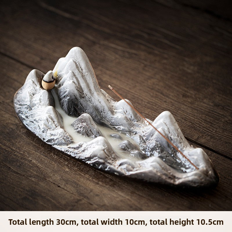 Zensoullab Thousand-Li Landscape Large Ceramic Flowback Incense Burner Home Indoor Incense Stick and Base Creative Aromatherapy Aromatherapy Stove Tea Ceremony Decoration