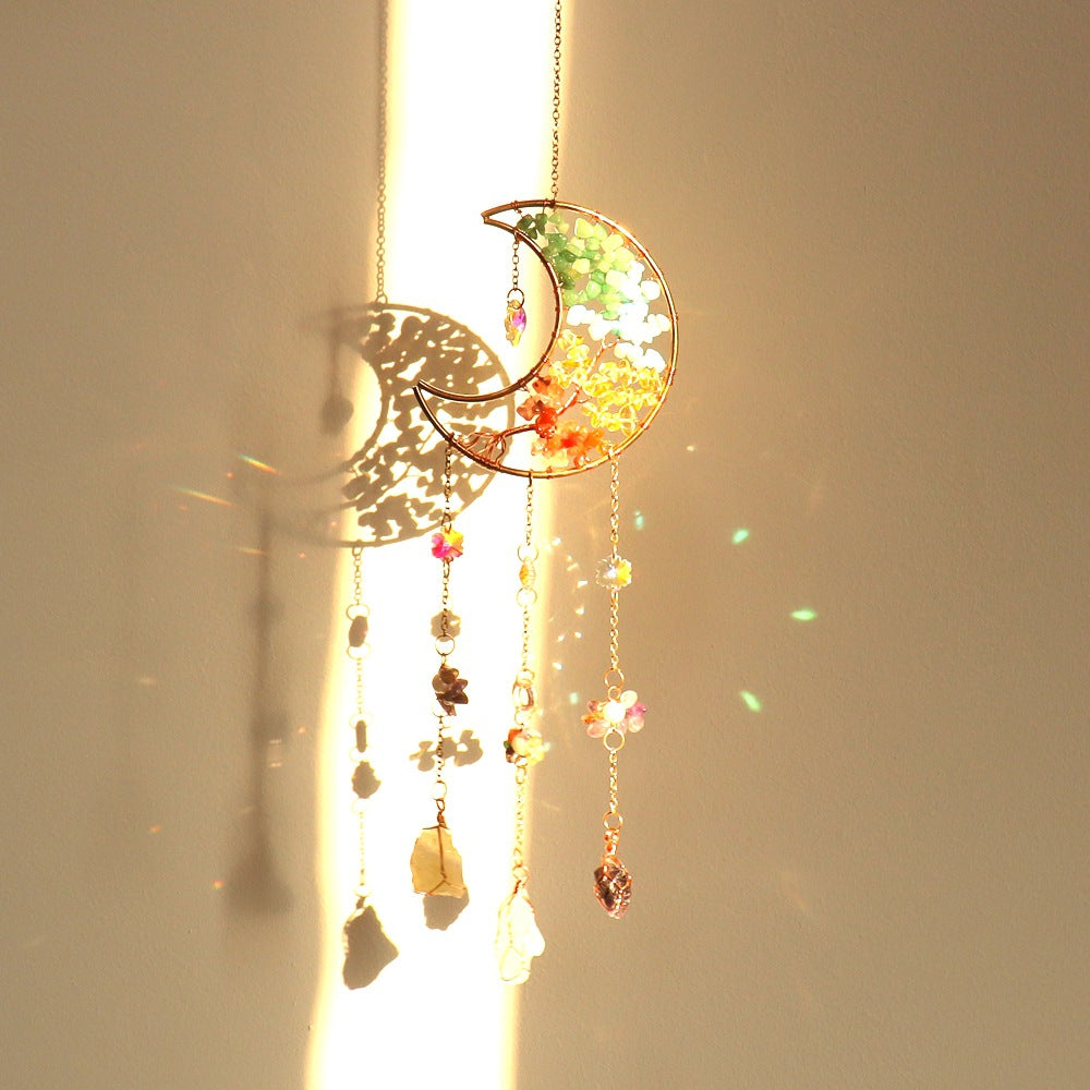 zensoullab Crystal Pendant Metal Moon Sun Catcher Outdoor Window Hanging Decoration Craft Pendant