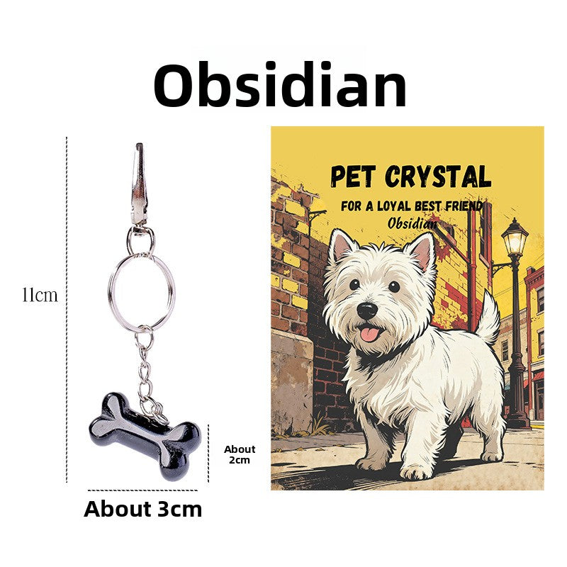 zensoullab Natural Crystal Bone Pet Dog Cat Pendant Purple Pink White Crystal Keychain Bag Charm Golden Retriever Pug