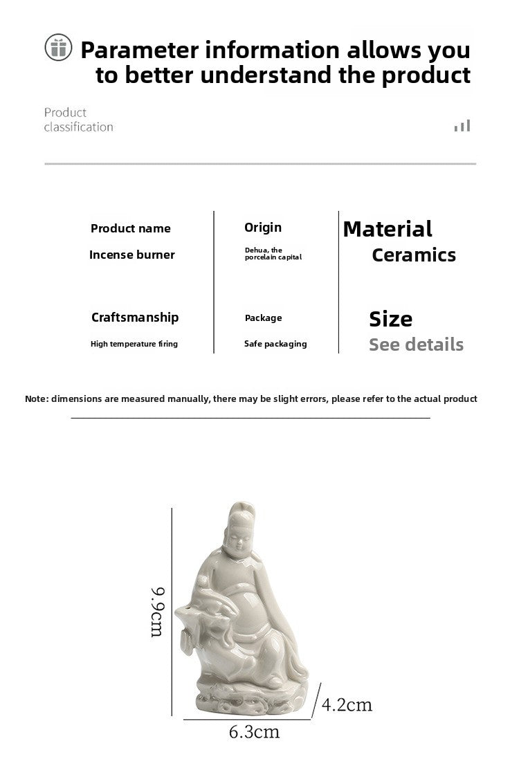 Zensoullab Creative New Chinese Ceramic Small Wenchang Incense Burner Decoration Home Indoor Decoration Sandalwood Incense Incense Ceremony Incense Holder
