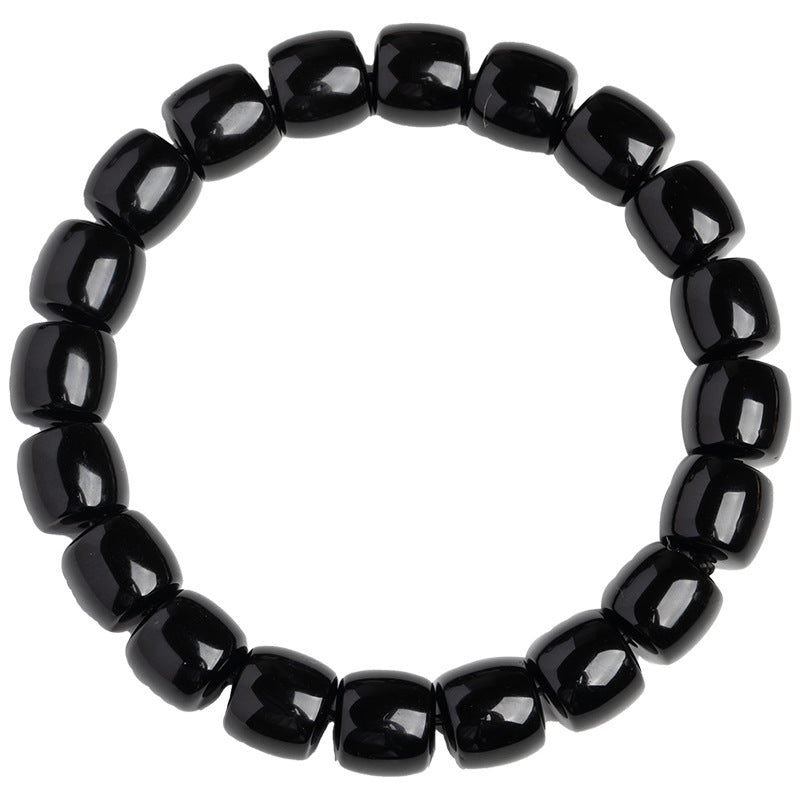 zensoullab Natural Straight-Cut Black Agate Dzi Bead Bracelet Fashion Versatile Unisex Couple Style Single Circle Medicine Tablet Bracelet In Stock