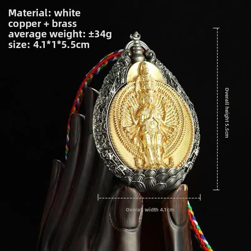 zensoullab High-End Zodiac Pendant Thousand-Hand Guanyin Vintage Distressed Unisex Tibetan Style Protection Necklace Ethnic Style Couple Pendant