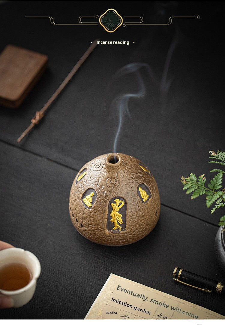 zensoullab Dunhuang Ceramic Incense Burner Home Indoor Incense Holder Incense Stand Aromatherapy Burner Zen Tea Room Desktop Incense Burner Ornament