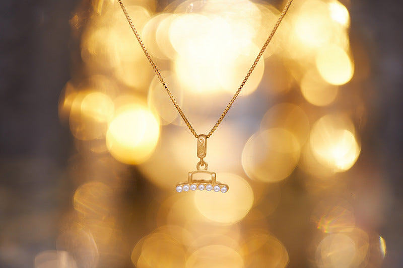 zensoullab Hot Sale S925 Sterling Silver Ancient Gold Inlaid Dopamine Freshwater Pearl Necklace for Women Niche High-end Feel