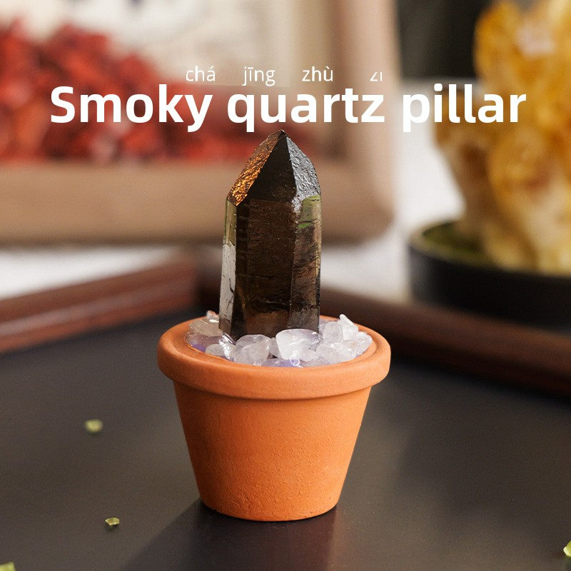 zensoullab Natural Crystal Raw Stone Mineral Pot Ornament Crystal Gemstone DIY Simulation Potted Plant Home Desktop Car Ornament