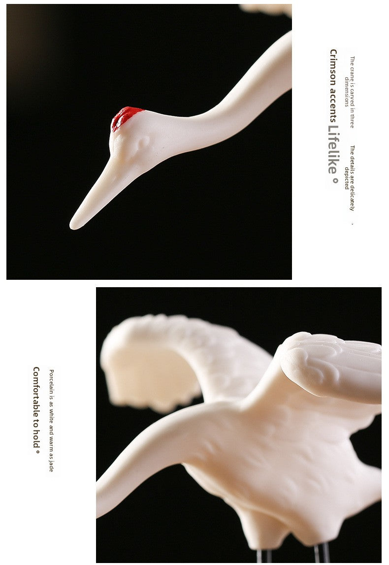 zensoullab Ceramic Crane Animal Red-crowned Crane Ornament New Chinese Style Potted Plant Fake Mountain Water Landscape Micro Landscape Desktop Decoration