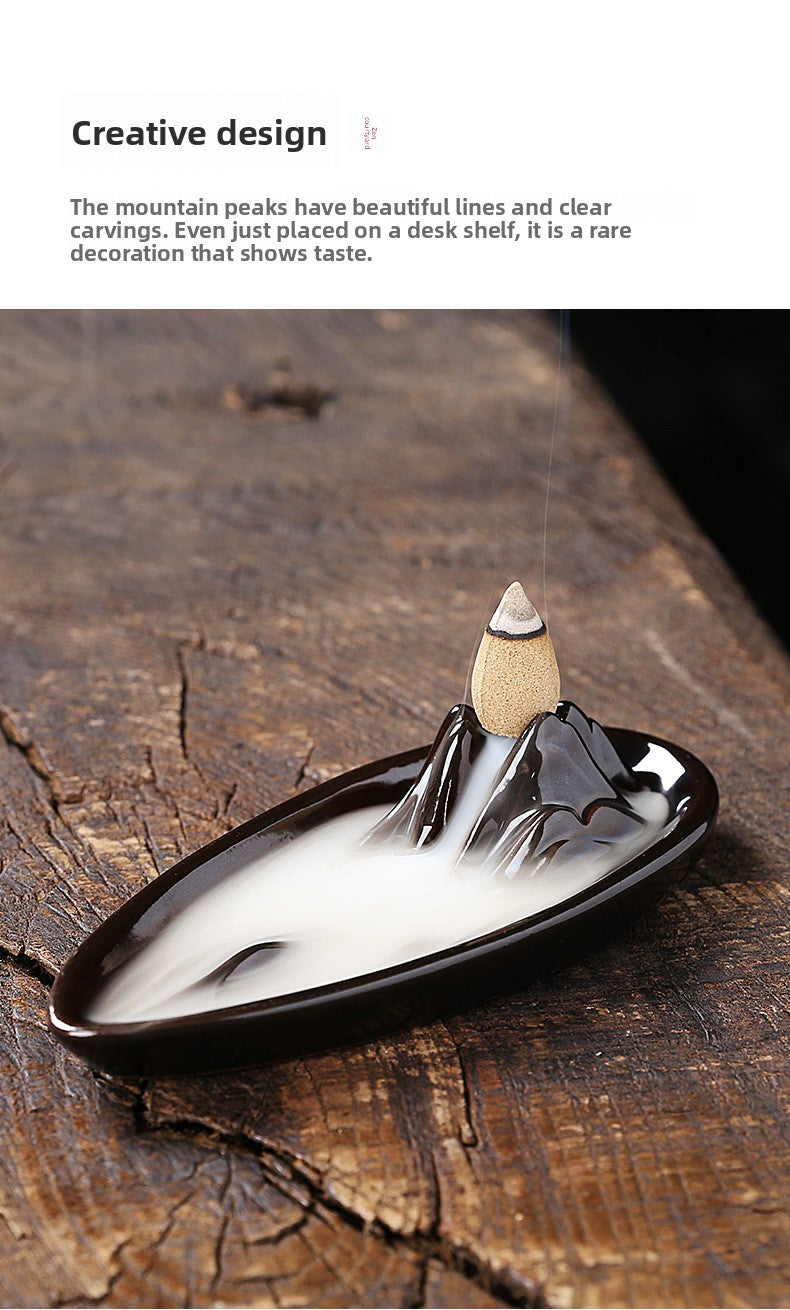 zensoullab Ceramic Mountain Water Backflow Incense Burner Creative Backflow Incense Burner Ornament