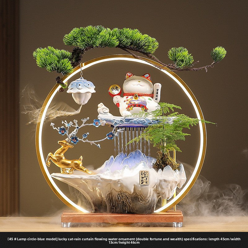zensoullab Lucky Cat Flowing Water Wealth-Attracting Ornament Circulating Water Living Room Desktop Decoration