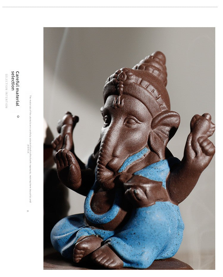 zensoullab Purple Clay Tower Incense Burner Thai Treasure Elephant Smoke Backflow Incense Burner Creative Southeast Asian Home Fragrance Ornament