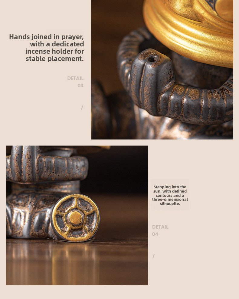zensoullab National Trend Cultural Creative Ceramic Sanxingdui Zongmu Standing Figure Gold-Faced Ornament Home Living Room Tea Room Desktop Decoration