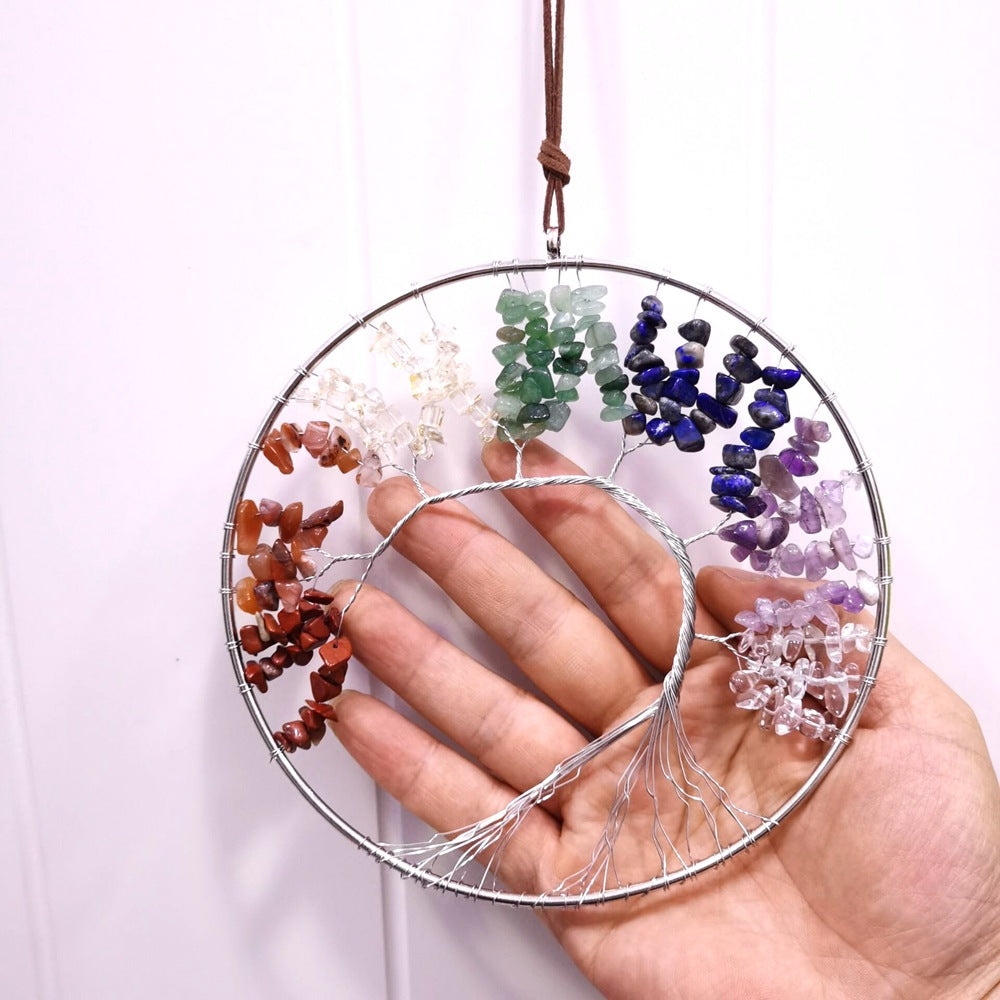 zensoullab Gravel Tree of Life Dream Catcher Hanging Ornament Agate Pendant
