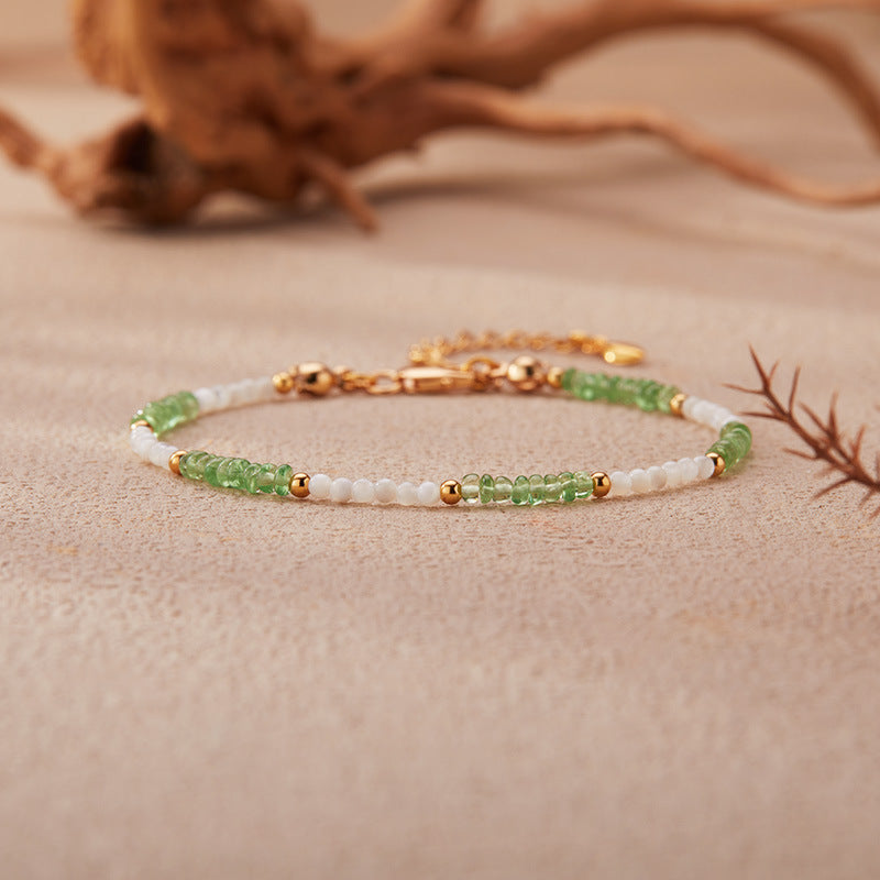 zensoullab Natural Gemstone Tsavorite Beaded Necklace for Women S925 Sterling Silver Colorful Gemstone Jewelry Collarbone Chain