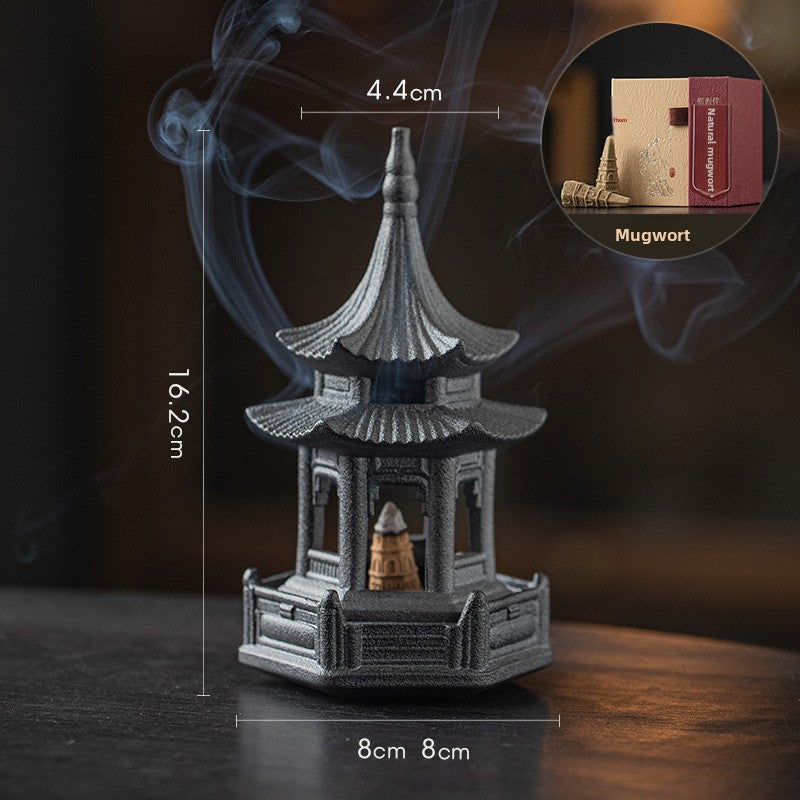 Zensoullab Creative Ceramic Hexagonal Pavilion Tower Incense Burner Home Indoor Incense Burner Zen Tea Room Incense Box Decoration the Machine of Incensing