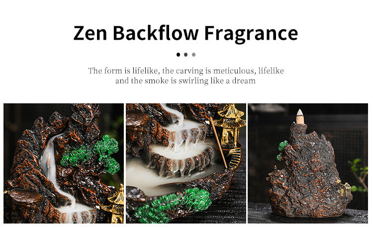 zensoullab Fake Mountain Water Flowing Wealth Ornament Home Desktop Resin Decoration Gift Housewarming Opening Living Room Wealth-Attracting Backflow Incense Burner