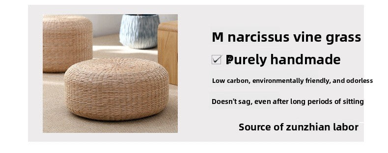 zensoullab Woven Seat Cushion Floor Tatami Mat Thickened Round Japanese Style Meditation Zen Mat Balcony Bay Window Mat