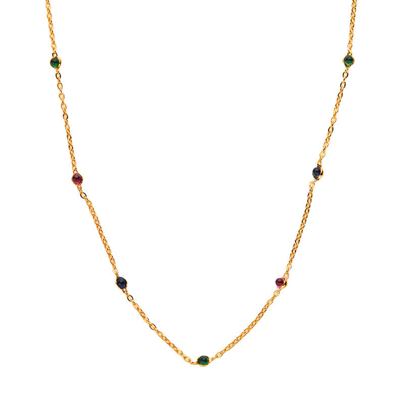 zensoullab Three-Color Natural Steel Jade Dopamine Necklace S925 Sterling Silver Starry Sky Clavicle Chain