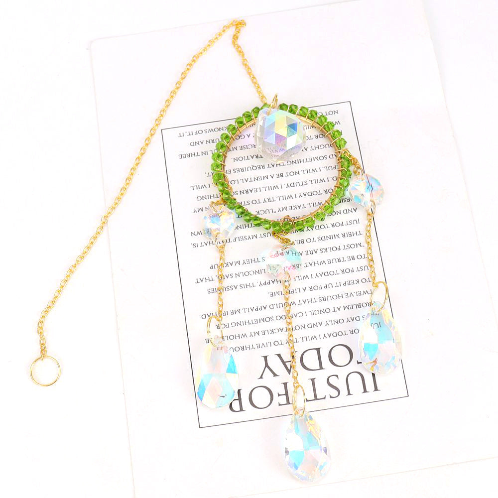 zensoullab Handmade Silk Wrapped Heart-Shaped Crystal Sun Catcher Curtain Hanging Decoration Garden Ornament