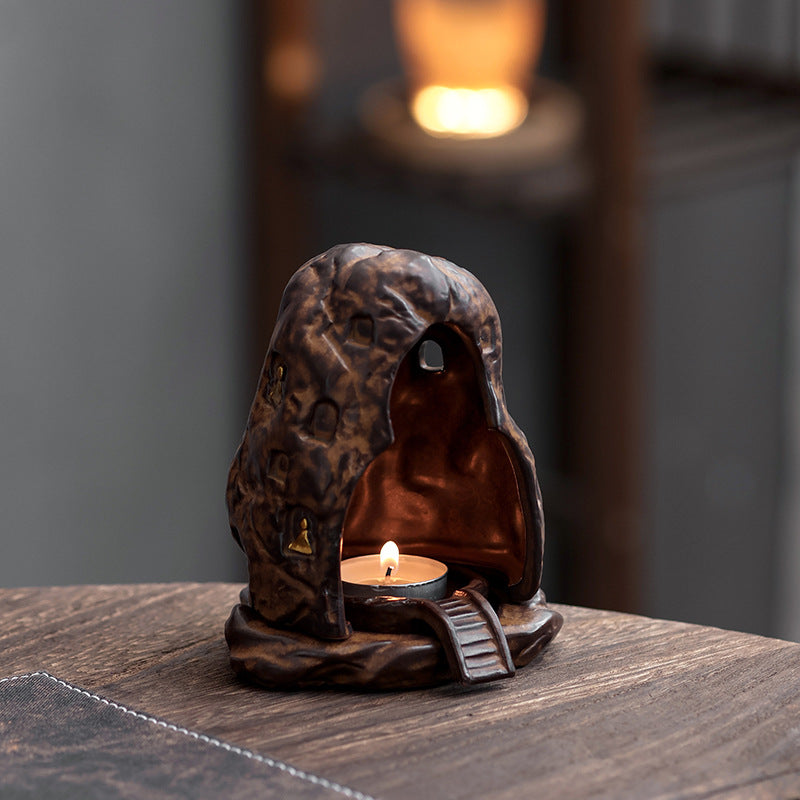 Zensoullab Classical Dunhuang Incense Coil Burner Vintage Ceramic Candle Holder Household Multi-Purpose Indoor Small Xiangyun Incense Burner Sandalwood Agarwood Seats