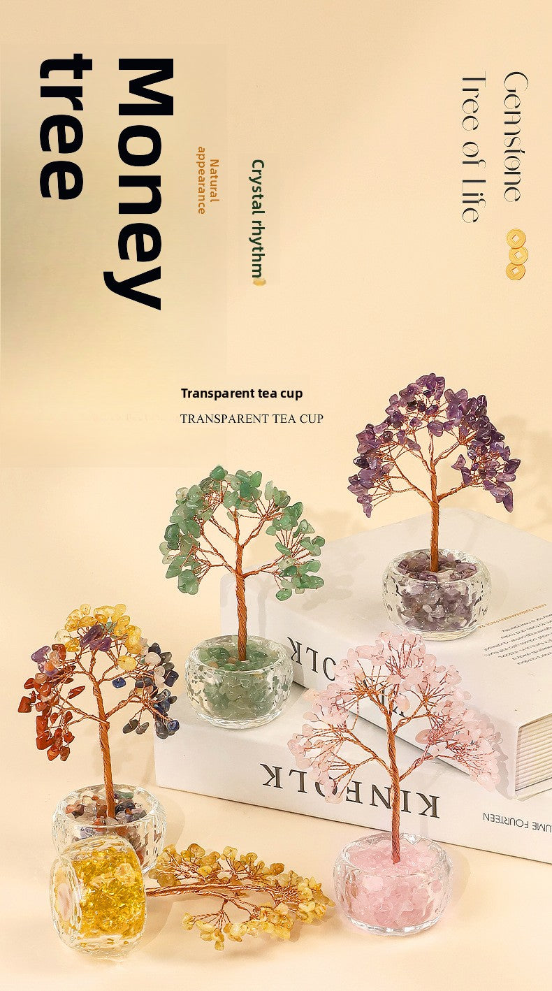 zensoullab Natural Crystal Tree Citrine Money Tree Crystal Tree of Life Wealth Tree Office Crystal Ornament