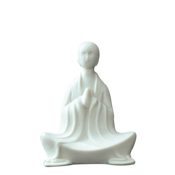 zensoullab Zen Ceramic Formless Buddha Chinese Style Living Room Tea Room Desktop Ornament White Porcelain Little Monk Fish Tank Bonsai Decoration Figurine