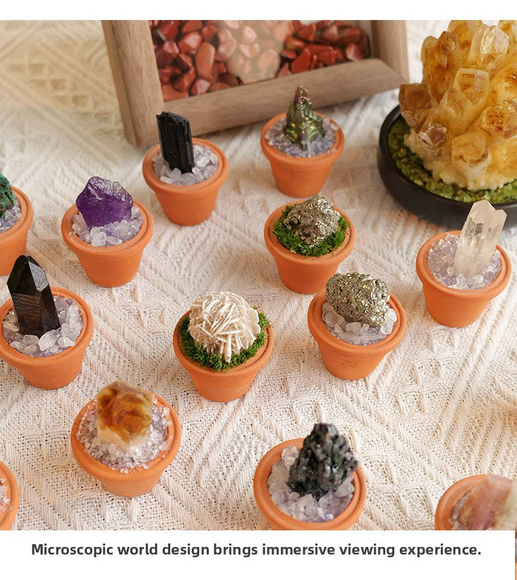 zensoullab Natural Crystal Raw Stone Mineral Pot Ornament Crystal Gemstone DIY Simulation Potted Plant Home Desktop Car Ornament