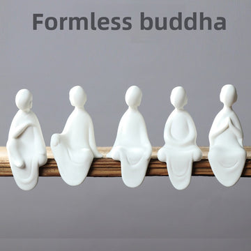 zensoullab Premium Dehua Sheep Fat White Porcelain Zen Phaseless Buddha Small Living Home Decor Ceramic Chinese Style Living Room Entrance Small Ornament