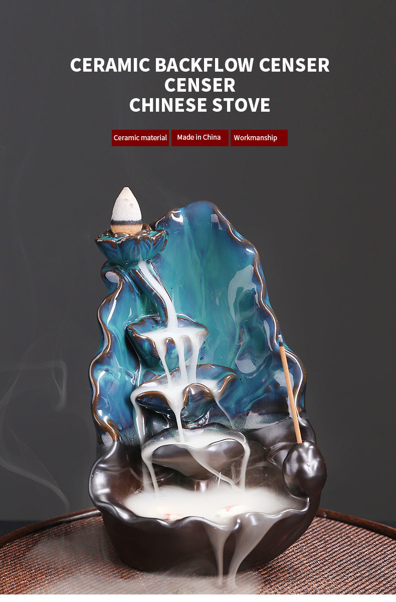 Amazon Ceramic Lotus Backflow Incense Burner Creative Blue Lotus Backflow Aromatherapy Burner Home Decor