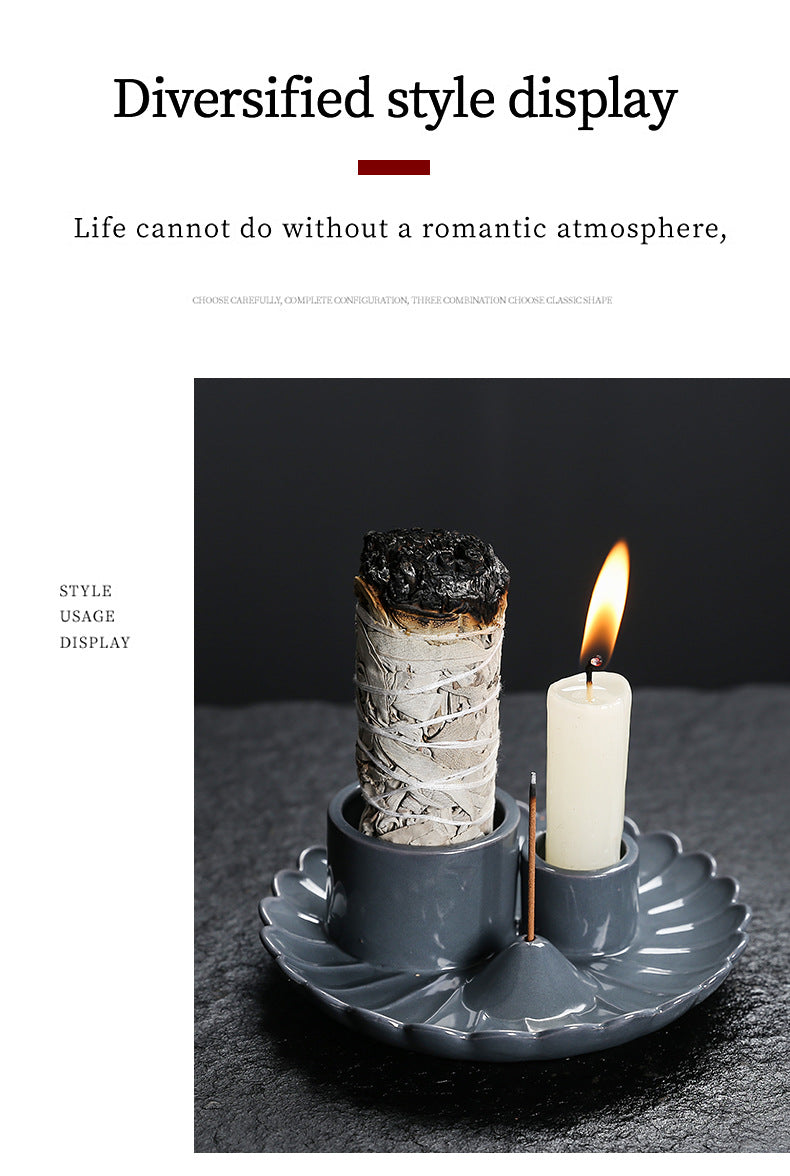 Peruvian Sacred Wood Tray Sage Tray Sacred Wood Stand Candle Holder Candle Tray Incense Burner Ceramic