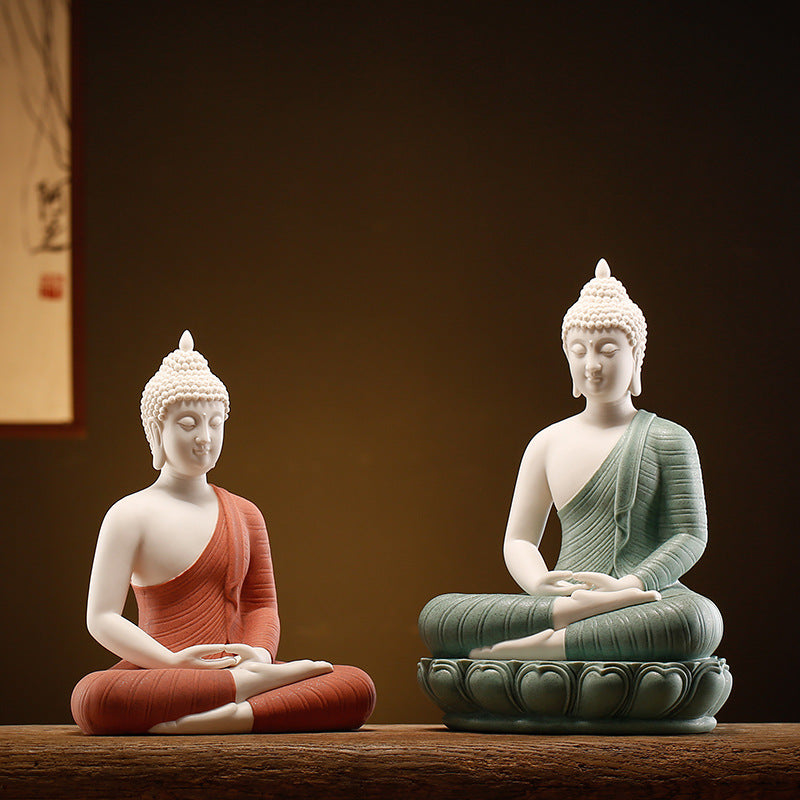 zensoullab Zen New Chinese Style Shakyamuni Buddha Lamp Circle Ornament Creative Home Interior Decoration Living Room Entrance Worship