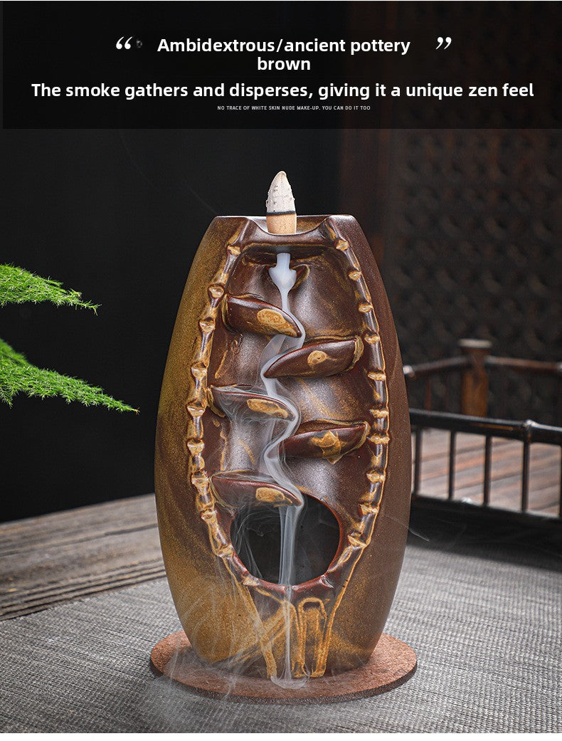 zensoullab Backflow Incense Burner Left and Right Fengyuan Kiln Change Antique Incense Large Home Creative Ornament Home Decor