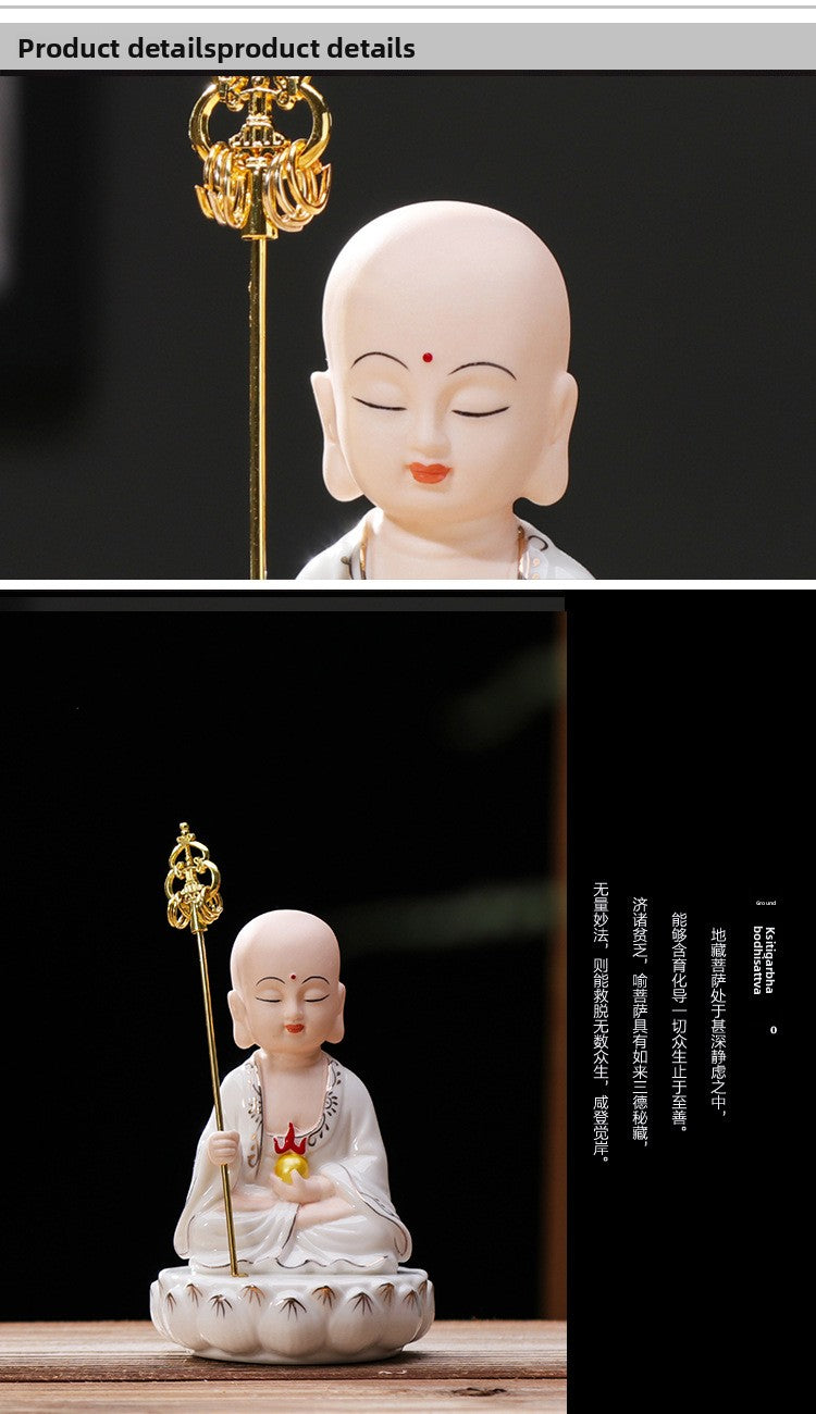 zensoullab Ceramic Saha Western Three Saints Home Worship Guanyin Bodhisattva Shakyamuni Buddha Ksitigarbha Buddha Statue Home Decor