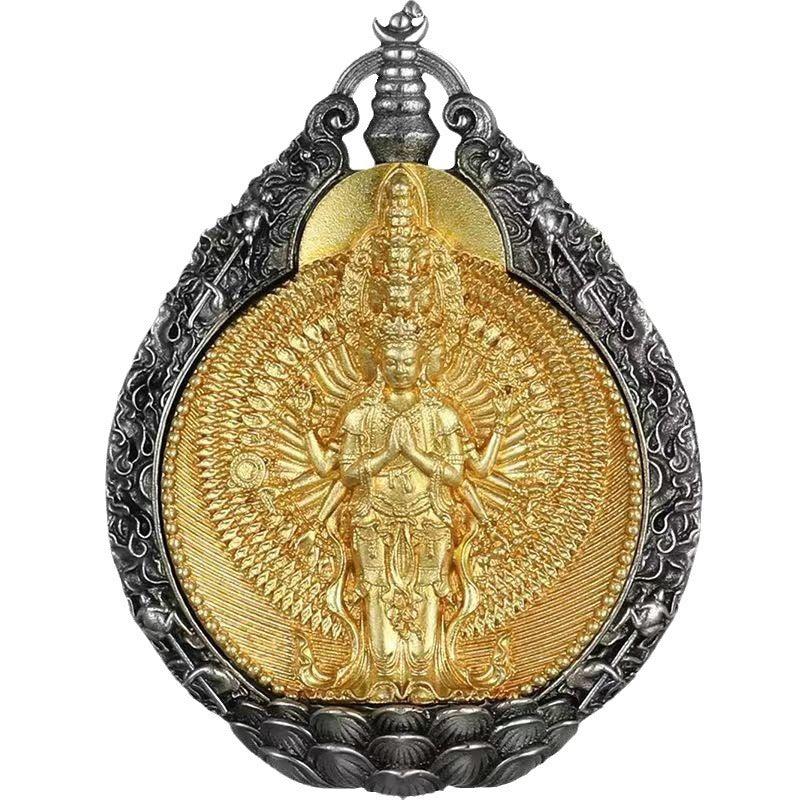 zensoullab High-End Zodiac Pendant Thousand-Hand Guanyin Vintage Distressed Unisex Tibetan Style Protection Necklace Ethnic Style Couple Pendant