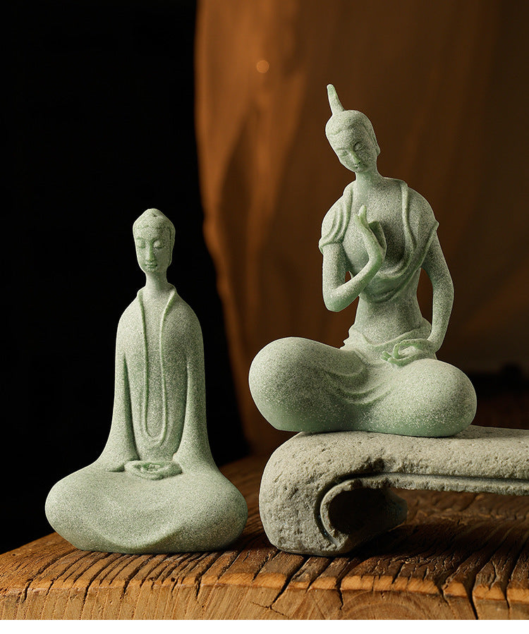 zensoullab Large Desktop Chinese Style Buddha Figurine Micro Landscape Fish Tank Landscaping Rockery Gardening Desktop Ornament Tea Pet Incense Decoration