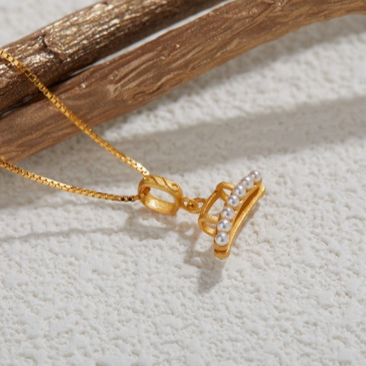 zensoullab Hot Sale S925 Sterling Silver Ancient Gold Inlaid Dopamine Freshwater Pearl Necklace for Women Niche High-end Feel