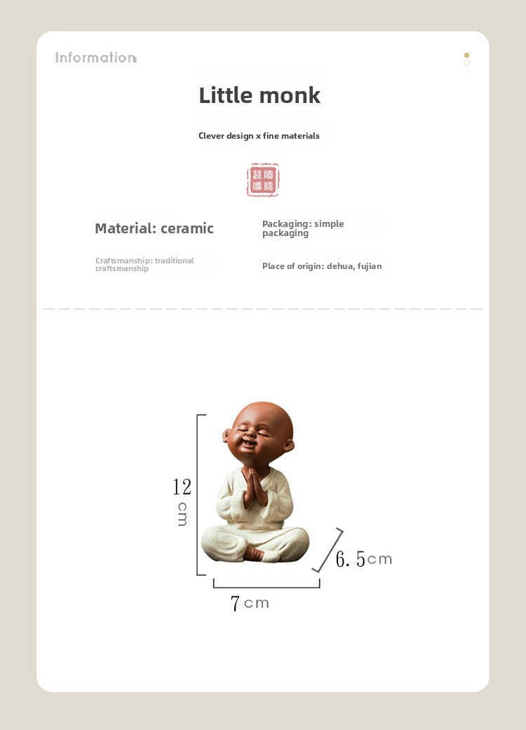 zensoullab Purple Clay Little Monk Cute Character Tea Pet Ornament Kung Fu Tea Set Tea Ceremony Ceramic Little Sha Ni Home Decor Ornament