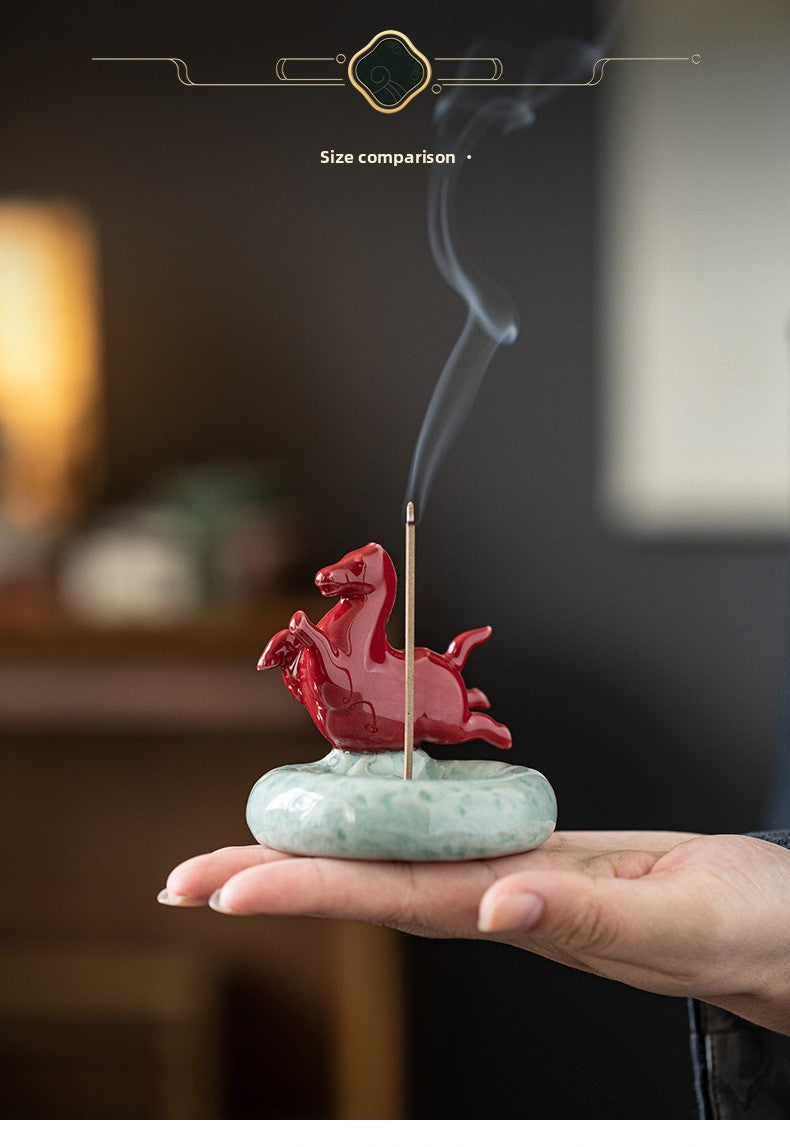 zensoullab Ceramic Small Tang Horse Incense Burner Creative Incense Holder Home Indoor Aromatherapy Burner Sandalwood Agarwood Incense Holder Incense Device