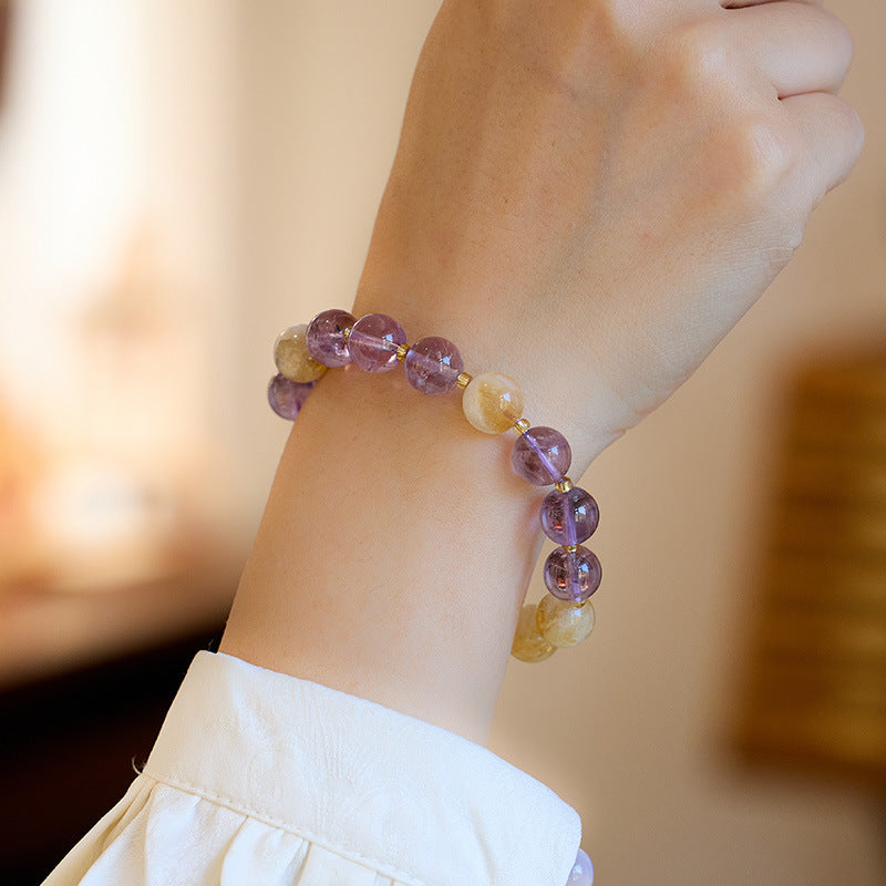 zensoullab Nine Purple Fire Bracelet Natural Amethyst Purple Bracelet Multi-Gem Good Luck Beads