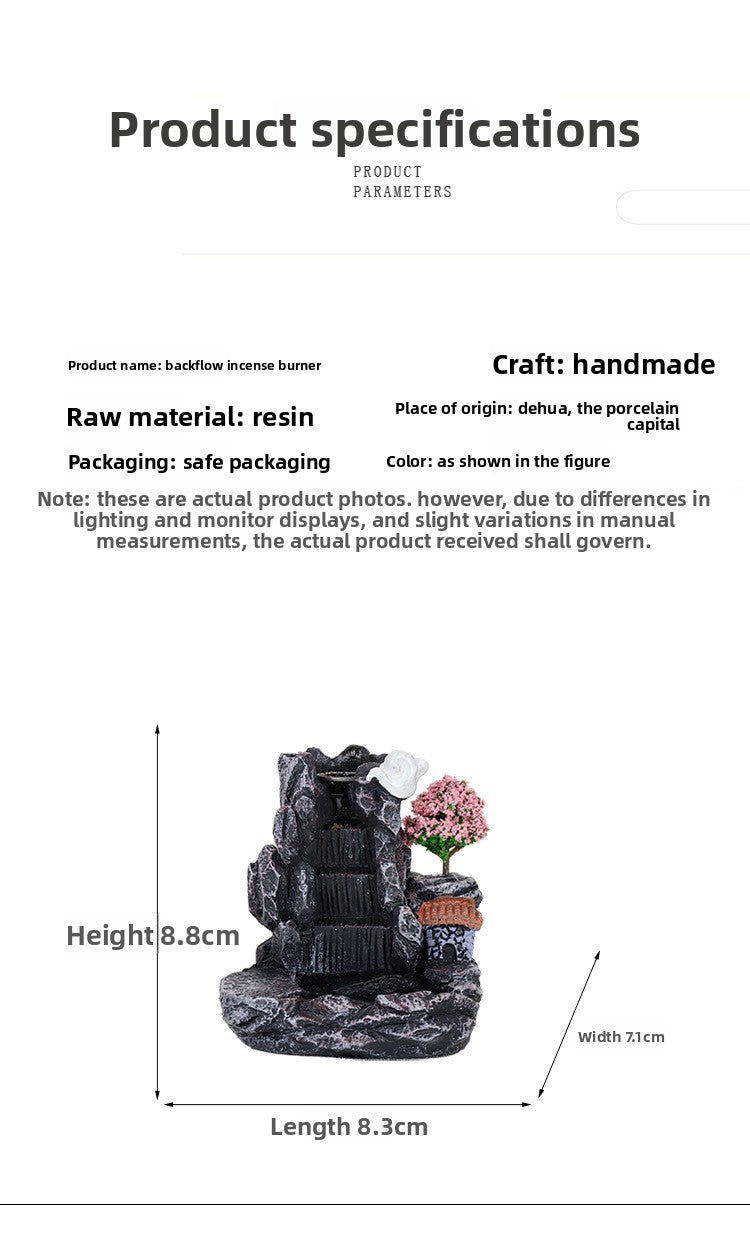 zensoullab Resin Backflow Incense Burner Small Creative Home Aromatherapy Burner Decorative Smoke Sandalwood Incense Burner