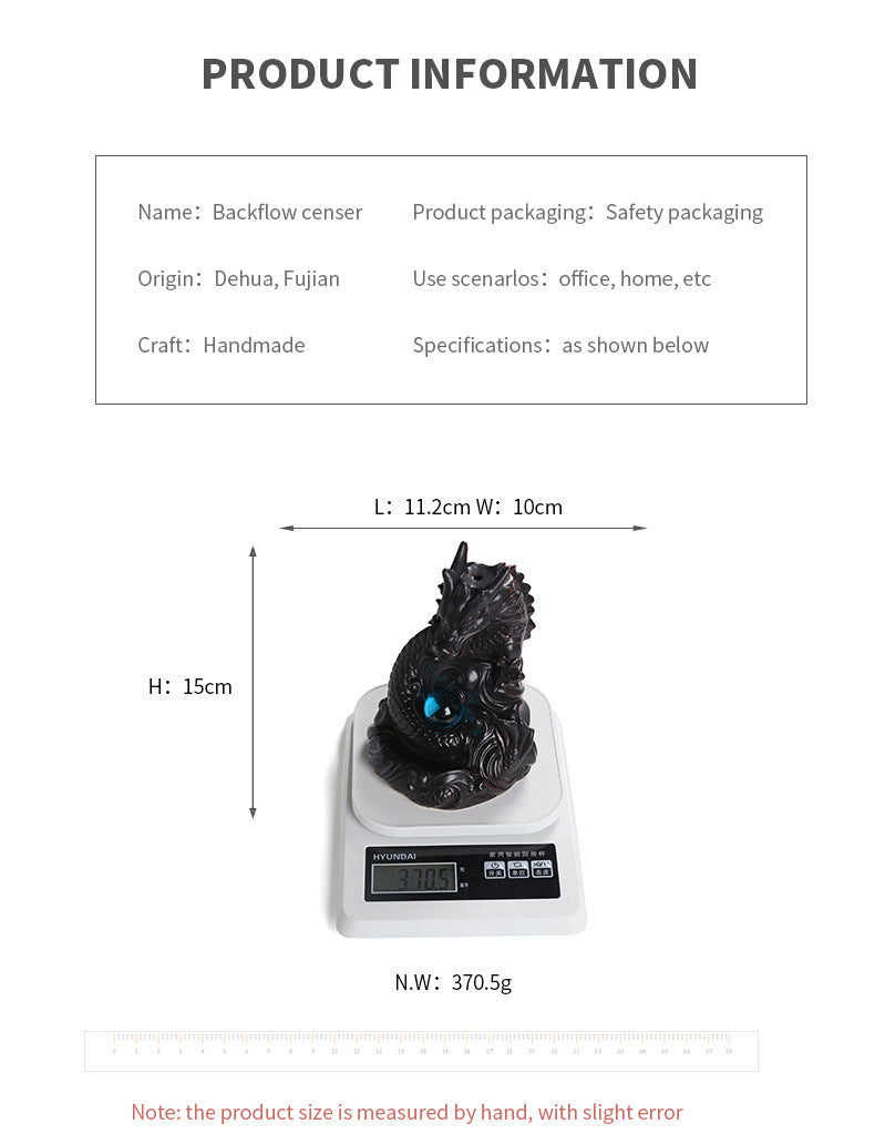 Original Classic Chinese Dragon Backflow Incense Burner Creative Ceramic Large Dragon Playing with Pearls Incense Burner Home Decor
