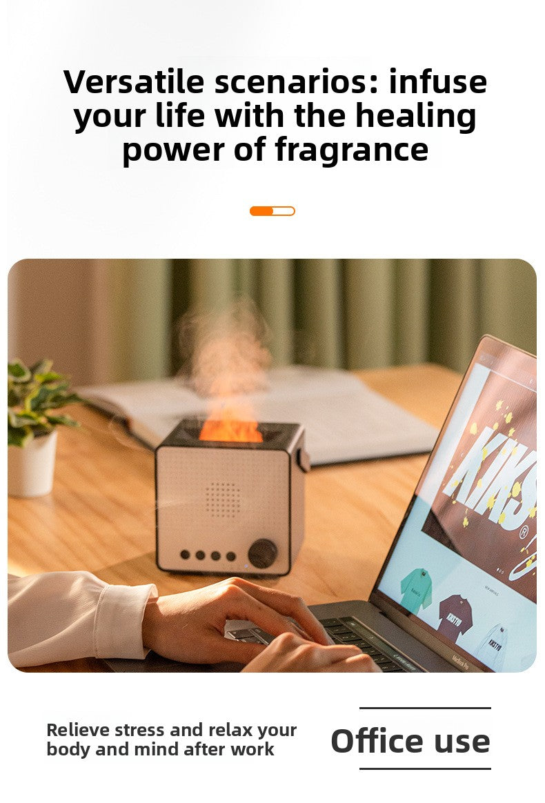 zensoullab Creative Simulated Flame Aromatherapy Machine Multifunctional Humidifier Home White Noise with Bluetooth Speaker Diffuser