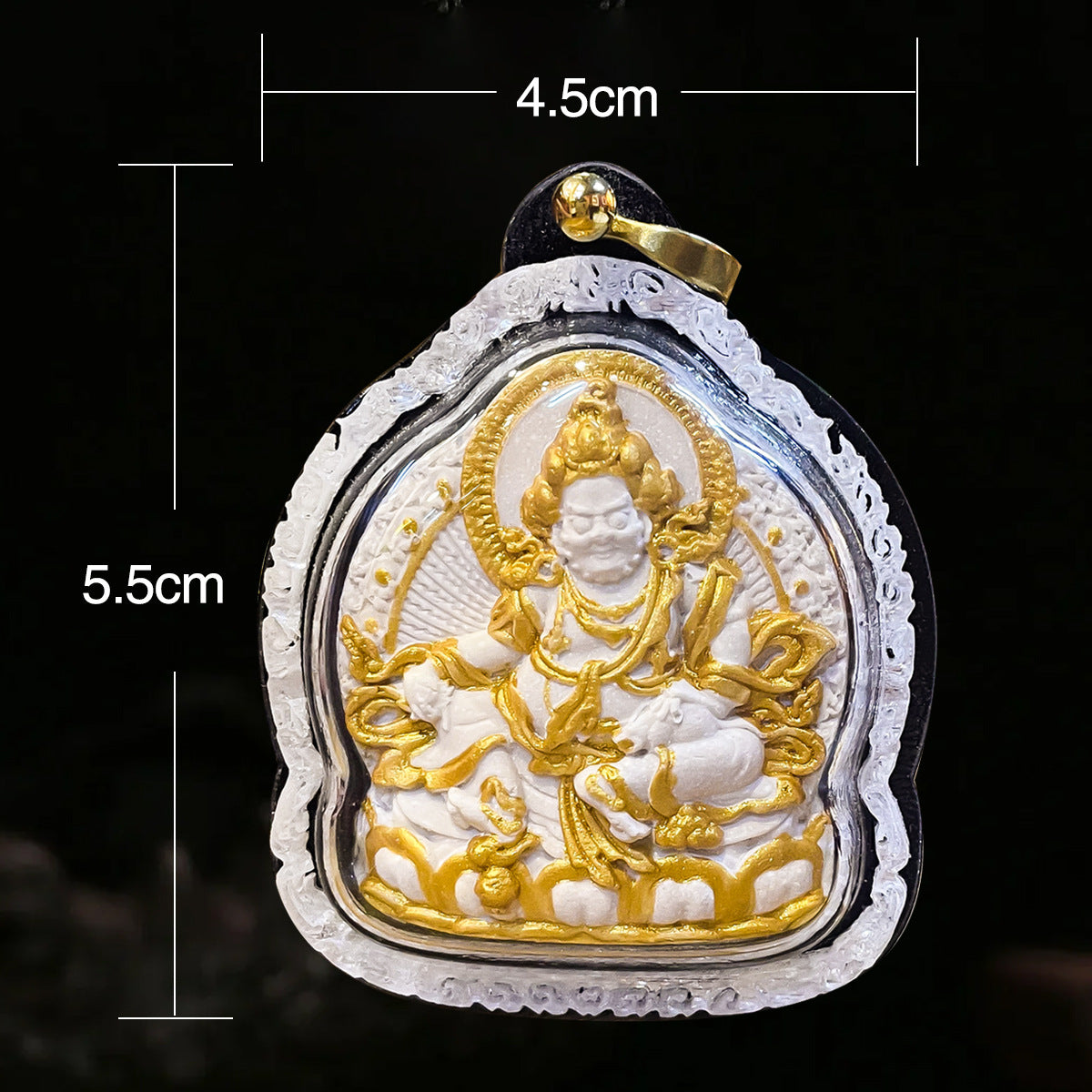 zensoullab Gawu Box Pendant Hand-painted Incense Ash Rubbing Three-dimensional Thangka Buddha Statue Yellow God of Wealth Five-way God of Wealth Buddha Amulet Men and Women Necklace