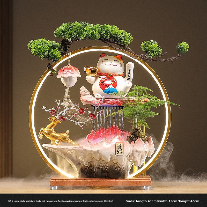 zensoullab Lucky Cat Flowing Water Wealth-Attracting Ornament Circulating Water Living Room Desktop Decoration